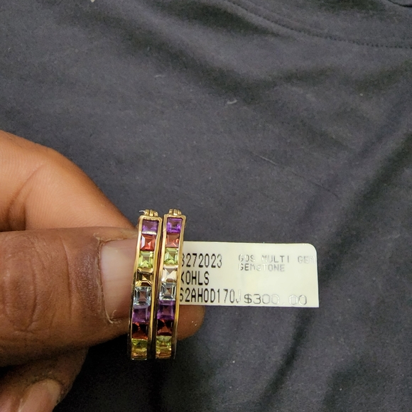 Multi colored gems with 18k gold on SS - Picture 2 of 3